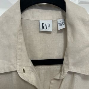 Women’s linen shirt. Size large, long sleeve, beige.